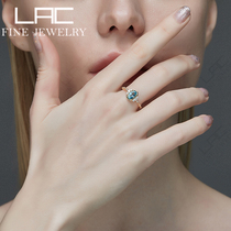 LAC High Jewelry Natural Aquamarine Ring 18K Gold Diamond Inlaid Treasure Handwear