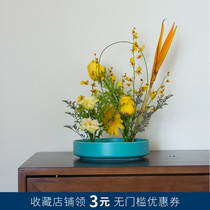 Japanese ceramic flower plate Sword mountain flower arrangement Flower vase Xiaohara Flowerway Zen water plate Chinese fine utensils Flower pots