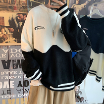 Autumn and winter ins Tide brand lazy wind sweater men Korean trend loose Hong Kong style handsome thick color knitwear