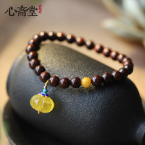 Heart Zhaitang (Linglight) Indian Gaomi old material Venus small leaf red sandalwood bead beeswax pendant jewelry female