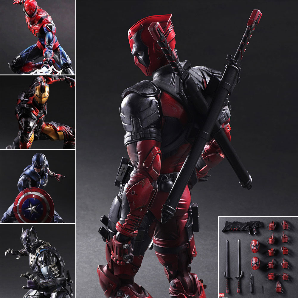PA change Deadpool Captain 3 hand-done PlayArts change Steel VS Spider VS Chivalrous poison doll model decoration toys