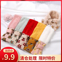 Children's scarf imitation rabbit fur winter baby children cute broken flowers warm padded collar men's and women's scarf
