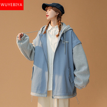 Work coat girl spring and autumn 2022 new junior high school Senior high school students fake two loose casual jacket tops