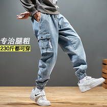 Winter jeans men Harlan loose autumn and winter fat increase fat large size long pants light color trend