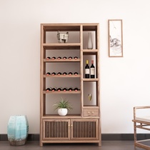New Chinese style solid wood wine cabinet Old elm wine cabinet Office storage display rack Partition winery wine cellar Bogu wine rack