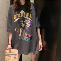 2021 new summer Korean spring loose large size short sleeve Super Fire ins tide clothes Harajuku style T-shirt top