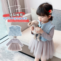 Female baby skirt children two sets of girls foreign style Korean autumn clothes 2021 new childrens clothes autumn clothes