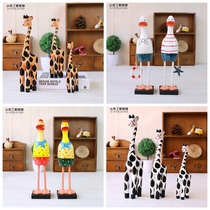 Nordic Home Decoration Furnishing Living-room TV Enclosure Partition Creative Animal Tabletop Wood Duck Pendulum deer