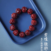 Authentic Indian small leaf red sandalwood hand string to attract wealth brave carved Buddha beads sandalwood wenplay bracelet 2 0 men