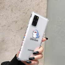 Side pattern Samsung s21 mobile phone shell cartoon s20fe cute little shark note20ultra creative square s9plus transparent side apply s10 anti-fall s20