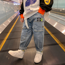 Boys jeans spring and autumn 2021 new foreign style childrens spring trousers spring little boy Tide brand