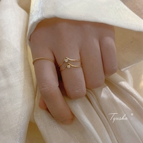 Imported non-fading small diamond ring American 14K gold zircon ring index finger Joker ring stacked wear washable women