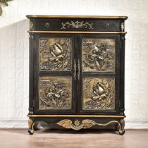 Rui Shio American two-door shoe cabinet retro locker into the home two-door gold embossed hand-painted porch cabinet shoe cabinet