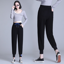 Black loose summer new high-waisted thin Harun beam feet simple casual wild sports trend sweat pants womens pants