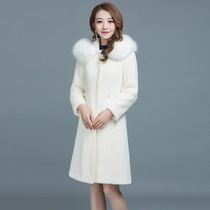 Woolen coat womens new 2020 autumn and winter clothing popular imitation mink velvet woolen coat medium long plus velvet thickened