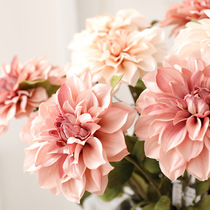 Retro upscale European-style emulated flower single branch big hairdressingleaner Decorative Pendulum Big Kiju Wedding Wedding Decoration Fake Flowers 91