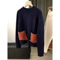 Outer mao cut label# flying Nordic CS color patchwork wool soft glutinous loose pullover sweater women