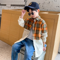 Boys  autumn shirt jacket 2021 new childrens clothing childrens foreign style top spring and autumn Korean version of the casual boy tide