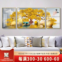 New Chinese living room decorative painting sofa background wall hanging painting simple light luxury triptych Chinese style atmospheric mural