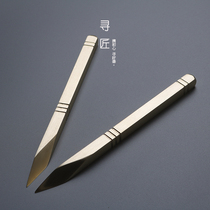 Pure copper geometric tea knife Puer tea needle Stainless steel black tea opening tea knife Kung Fu tea accessories Simple tea cone