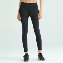 Fake two-piece sweatpants womens high waist slim slim tight running training quick-drying yoga pants fitness pants gym