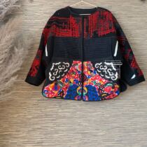  Cloud decoration totem original womens tops autumn and winter wool old embroidery patch embroidery wild loose version of personality outerwear