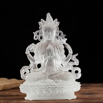 Fine ancient method glazed Buddhist supplies Tantric four-armed Guanyin Buddha statue Tibetan Buddhism offering ornaments