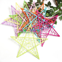Kindergarten environmental decoration material aerial hanging iron frame colored paper around the five-pointed star classroom corridor pendant hanging ornaments