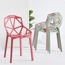 Nordic dining chair household plastic chair modern simple stool backrest outdoor office leisure negotiation desk chair