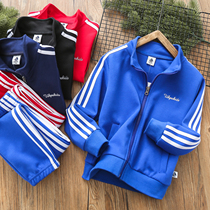 Boys sports suit spring and autumn childrens cotton sportswear Tong coat sweatpants jacket pants