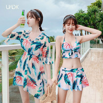  Swimsuit womens three-piece leg cover thick gathered 2021 new summer thin belly cover bikini sexy three-point big chest