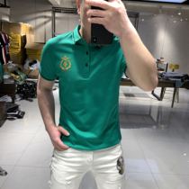 Mens 2020 Summer new personality fashion trend business leisure slim short sleeve polo shirt turn tide