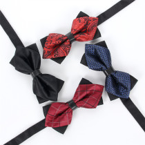 Korean fashion striped bow men British business dress groom wedding black wine red bow tie