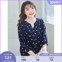 MSShe big code womens dress 2022 new spring dress fat mm French style small V collar shirt pleated and printed messy snow-spinning