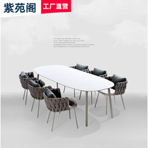 Nordic outdoor terrace outdoor leisure tables and chairs waterproof villa minimalist creative marble table set furniture