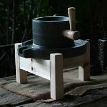 Song Dynasty point tea Imitation Song Dynasty point tea tea grinding stone grinding Professional grinding tea powder Song Dynasty point tea tea grinding send wooden frame