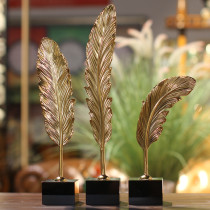 American Creative Full Copper Feather Swing room Home Decorative Items TV Cabinet Bookcase Desktop Personality Artwork