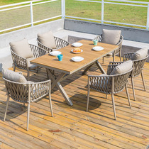 Outdoor woven dining table and chair Five-piece outdoor woven leisure table and chair combination Nordic leisure terrace outdoor rattan chair
