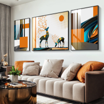 Modern simple abstract orange lucky elk decorative painting living room triptych sofa background wall hanging painting
