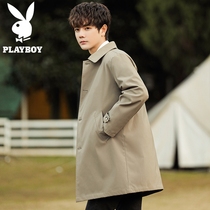 Flower Playboy Wind dress Mens medium long style Inn Wind 2021 new spring and autumn season Korean version Trend handsome mens style jacket