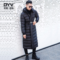 Ultra-long winter new long-style down jacket for men thickened over knee extra-long increase with cap outdoor lengthened jacket