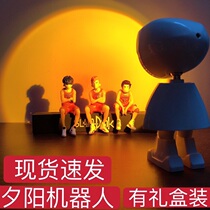 mini sunset lamp astronaut atmosphere evening lamp charging robot
