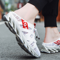 Driving breathable summer trendy mens shoes Baotou mens sports sandals cool drag half slippers outdoor heel-free mens models