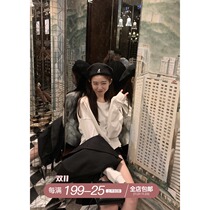 ski byTannin short sweater women high waist 2021 Autumn New Korean version of round neck loose top women tide long sleeve