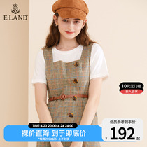 ELAND Korean version retro style commuter ladies minimalist casual gill braces skirt Balloon Flower dress