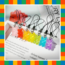 INS rainbow baby bear gummy mobile phone pendant small lanyard pendant U disk cute hanging chain purple couple gift