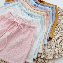 Day Ensemble Pure Color Sleeping Pants Women Summer Loose Thin Shorts Pure Cotton Home Pants Summer All-cotton Cloth 30% Pants
