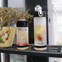 Suction Cup portable male and female students with scale adult water cup plastic sports large capacity casual Cup