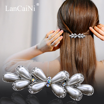 Korean hair accessories retro rhinestone spring clip top clip hair clip Simple and elegant ponytail clip female hair card adult head accessories