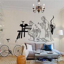 Shuiyue mirror flower mother-in-law embroidery Jingzhong serve the country Classical characters decoration painter residence TV background wall wall sticker